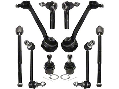 Front Lower Forward Control Arms with Inner and Outer Tie Rod Ends, Lower Ball Joints and Swar Bar Links (08-10 Challenger)