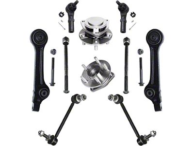 Front Lower Rearward Control Arms with Hub Assemblies, Sway Bar Links and Tie Rods (12-14 Challenger w/o Touring Suspension)