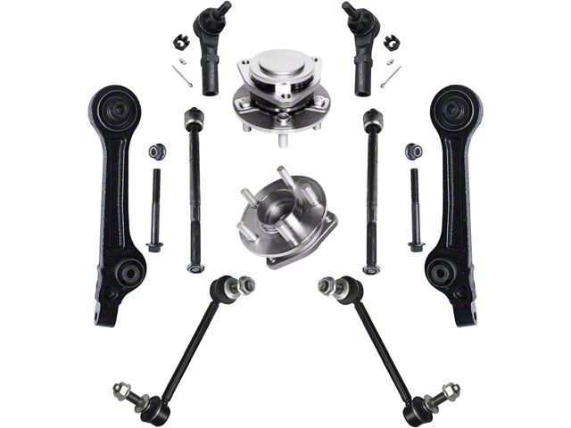 Front Lower Rearward Control Arms with Hub Assemblies, Sway Bar Links and Tie Rods (12-14 Challenger w/o Touring Suspension)