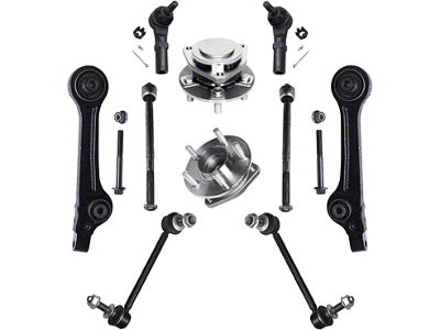 Front Lower Rearward Control Arms with Hub Assemblies, Sway Bar Links and Tie Rods (12-14 Challenger w/o Touring Suspension)