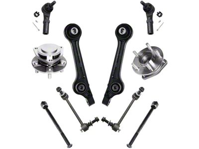 Front Lower Rearward Control Arms with Hub Assemblies and Tie Rods (12-18 Challenger w/ 3-Bolt Flange & HD Suspension)