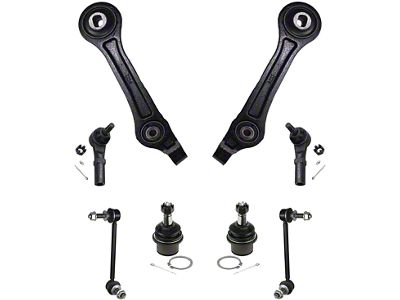 Front Lower Rearward Control Arms with Inner and Outer Tie Rod Ends, Lower Ball Joints and Swar Bar Links (11-18 RWD Challenger)