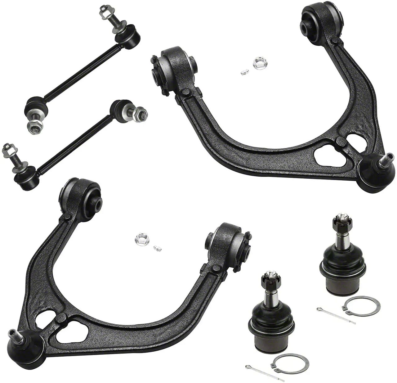 Challenger Front Upper Control Arms with Ball Joints and Sway Bar Links