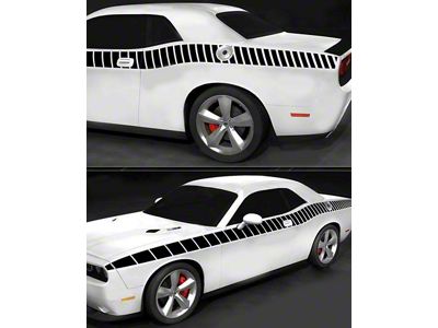 Full CUDA Side Strobe Stripes; Gloss Black (11-14 Challenger)