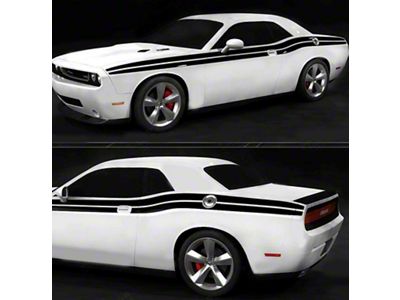 Full Length Side Double Stripes; Gloss Black (19-23 Challenger)