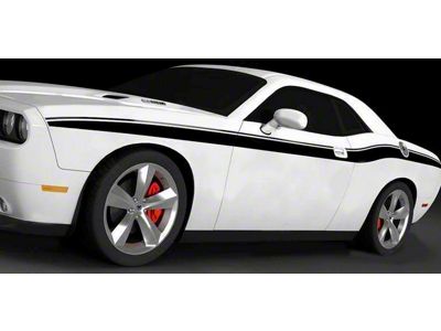 Full Side Accent Stripes; Gloss Black (11-14 Challenger)