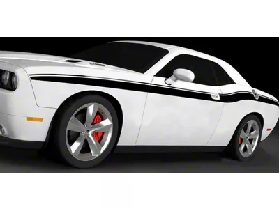 Full Side Accent Stripes; Gloss Black (19-23 Challenger)