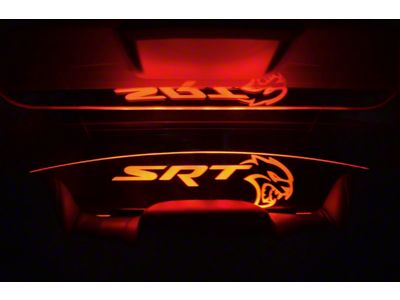Glow Plate with Hellcat Logo; Clear; Red Lighting Kit (08-23 Challenger)