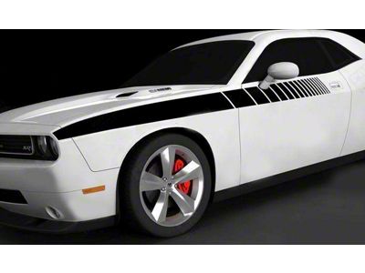 Half Length Side Strobe Stripes; Gloss Black (15-18 Challenger)