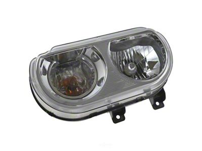 Halogen Headlight; Chrome Housing; Clear Lens; Driver Side (08-14 Challenger w/ Factory Halogen Headlights)