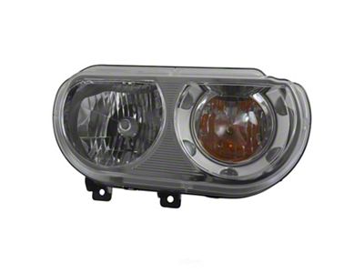 Halogen Headlight; Chrome Housing; Clear Lens; Passenger Side (08-14 Challenger w/ Factory Halogen Headlights)