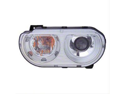 Replacement Halogen Headlight; Chrome Housing; Clear Lens; Driver Side (08-14 Challenger w/ Factory Halogen Headlights)