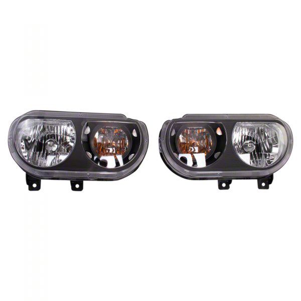 Challenger Halogen Headlights; Black Housing; Clear Lens (0814