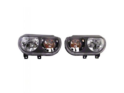 Halogen Headlights; Black Housing; Clear Lens (08-14 Challenger w/ Factory Halogen Headlights)