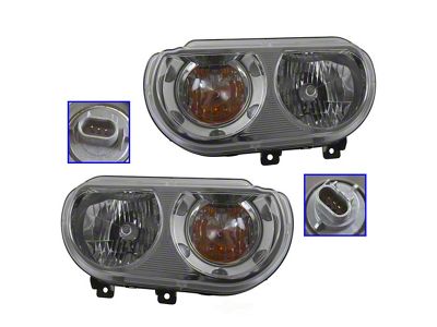 Halogen Headlights; Chrome Housing; Clear Lens (08-14 Challenger w/ Factory Halogen Headlights)