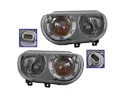 Halogen Headlights; Chrome Housing; Clear Lens (08-14 Challenger w/ Factory Halogen Headlights)