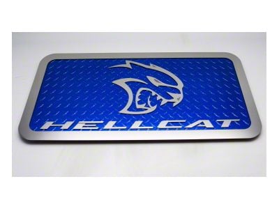 Hellcat Car Show Display Plate; Polished/Blue (Universal; Some Adaptation May Be Required)