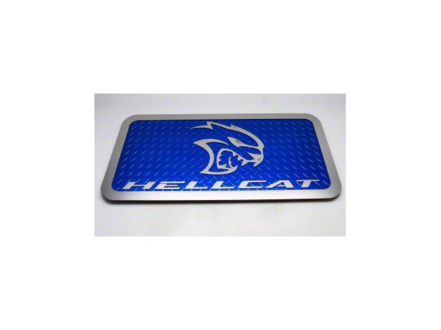Hellcat Car Show Display Plate; Polished/Blue (Universal; Some Adaptation May Be Required)