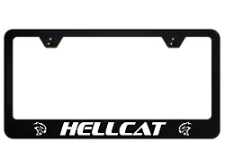 Hellcat License Plate Frame; White (Universal; Some Adaptation May Be Required)