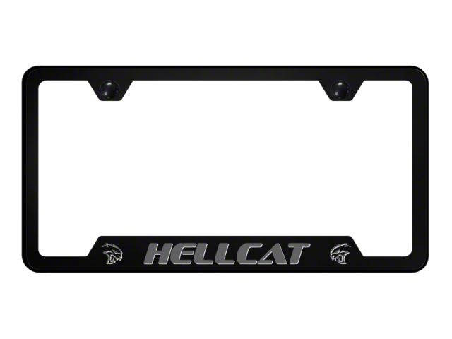 Hellcat Notched License Plate Frame; Ghost (Universal; Some Adaptation May Be Required)
