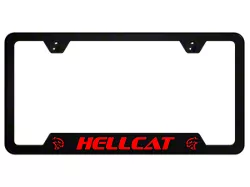 Hellcat Notched License Plate Frame; Red (Universal; Some Adaptation May Be Required)