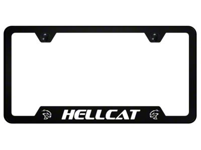 Hellcat Notched License Plate Frame; White (Universal; Some Adaptation May Be Required)