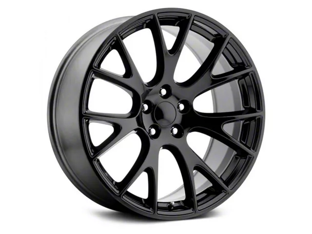Hellcat Style Gloss Black Wheel; 22x9 (08-23 RWD Challenger, Excluding SRT Demon)