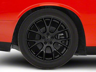 Hellcat Style Gloss Black Wheel; Rear Only; 20x10.5; 25mm Offset (08-23 RWD Challenger, Excluding SRT Demon)