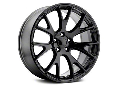 Hellcat Style Gloss Black Wheel; Rear Only; 22x10; 18mm Offset (08-23 RWD Challenger, Excluding SRT Demon)