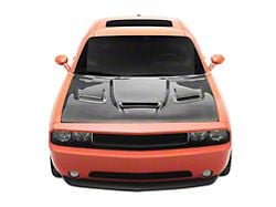 Hellcat Style Hood with Vent Scoop; Carbon Fiber (08-23 Challenger)