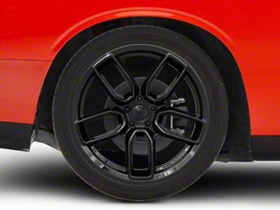 Hellcat Widebody Style Gloss Black Wheel; Rear Only; 20x10.5; 22mm Offset (08-23 RWD Challenger, Excluding SRT Demon)