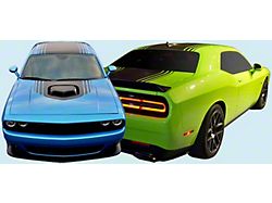 HEMI Shaker Stripes; Matte Black (15-23 Challenger w/ Shaker Hood & Sunroof)