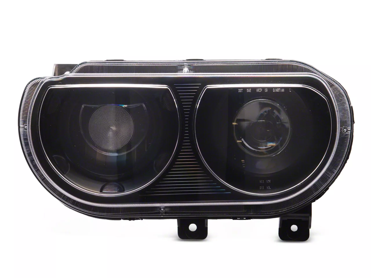 Challenger HID Projector Headlights with Clear Corners; Black Housing