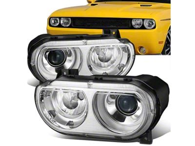 HID Projector Headlights with Clear Corners; Chrome Housing; Clear Lens (08-14 Challenger w/ Factory HID Headlights)