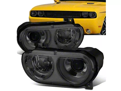 HID Projector Headlights with Clear Corners; Chrome Housing; Smoked Lens (08-14 Challenger w/ Factory HID Headlights)