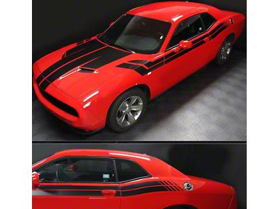 Hood, Fender, Side Dual Stripes; Gloss Black (11-14 Challenger)