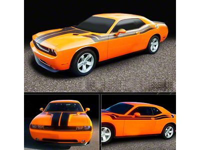 Hood, Fender, Side Dual Stripes; Gloss Black (11-14 Challenger)