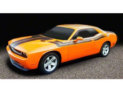 Hood, Fender and Side Dual Stripes; Gloss Black (15-18 Challenger)