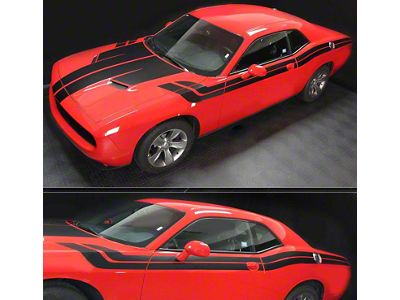 Hood, Fender, Side Dual Stripes; Gloss Black (11-14 Challenger)