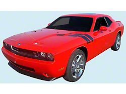 Hood to Fender Stripes with R/T Logo; Charcoal (09-14 Challenger R/T)