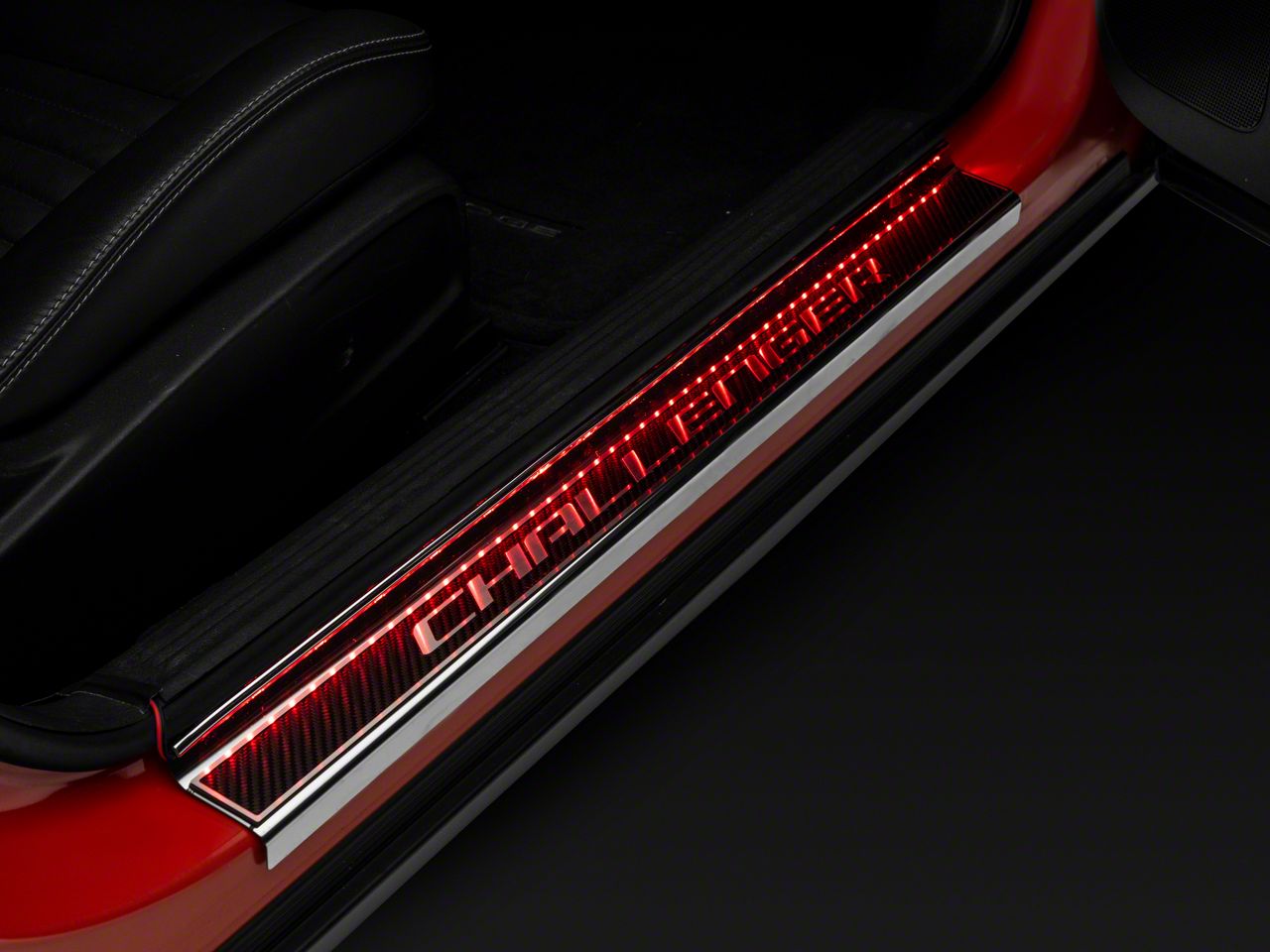 Challenger Illuminated Carbon Fiber Door Sills with Challenger