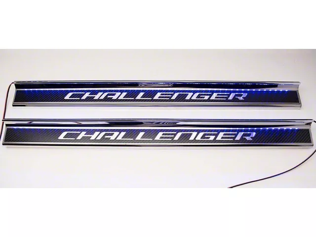 Illuminated Carbon Fiber Door Sills with Challenger Lettering; White (08-23 Challenger)