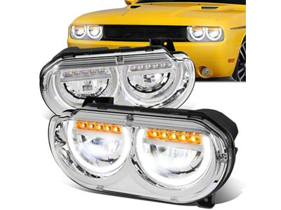 LED DRL Headlights; Chrome Housing; Clear Lens (08-14 Challenger)