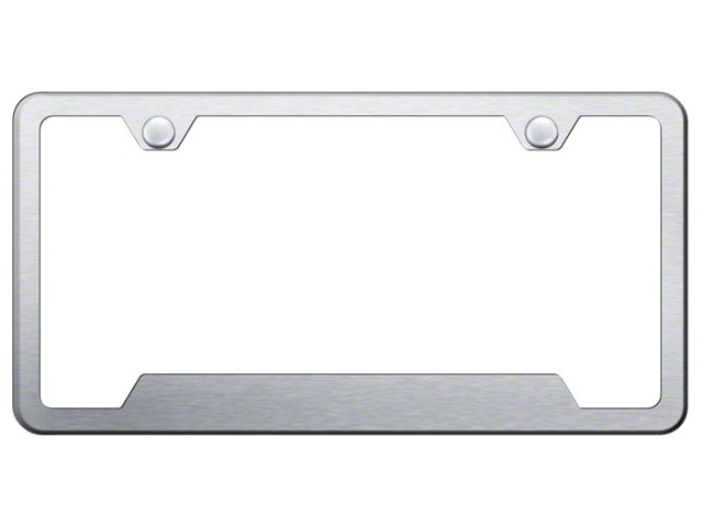 Cut-Out Wide Bottom License Plate Frame; Brushed Stainless (Universal; Some Adaptation May Be Required)