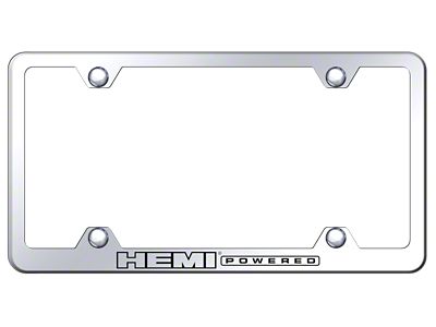 HEMI Powered Steel Wide Body License Plate Frame; Laser Etched Mirrored (Universal; Some Adaptation May Be Required)