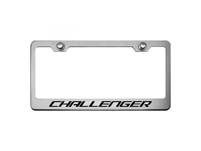 License Plate Frame with CHALLENGER Lettering; Black Solid (Universal; Some Adaptation May Be Required)