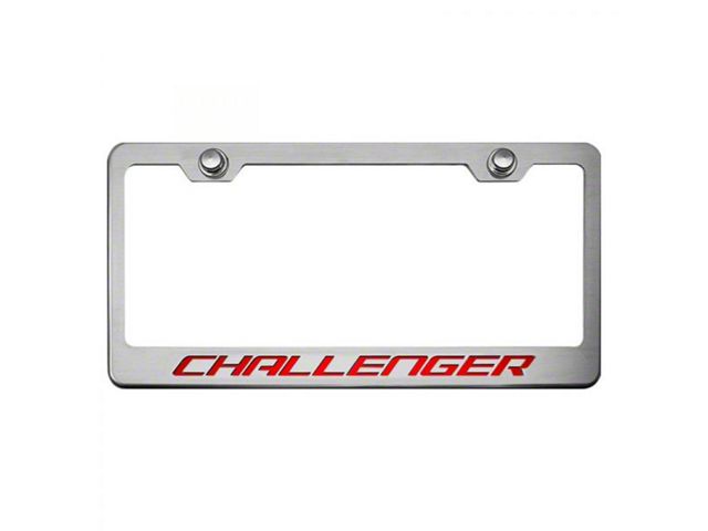 License Plate Frame with CHALLENGER Lettering; Bright Red Solid (Universal; Some Adaptation May Be Required)