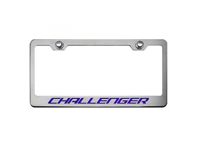 License Plate Frame with CHALLENGER Lettering; Solid Dark Blue (Universal; Some Adaptation May Be Required)