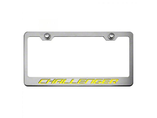 License Plate Frame with CHALLENGER Lettering; Yellow Solid (Universal; Some Adaptation May Be Required)