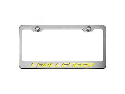 License Plate Frame with CHALLENGER Lettering; Solid Yellow (Universal; Some Adaptation May Be Required)